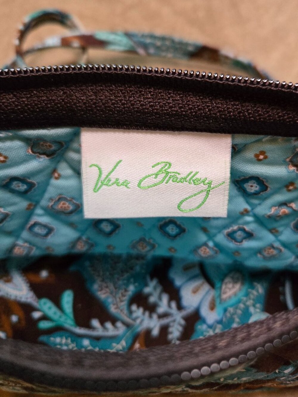 Vera Bradley Floral Shoulder Bag Set – Blue Brown Paisley Quilted Purse + Pouch - Picture 2 of 7